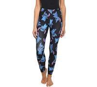Disney Juniors Womens Leggings Stitch All Over Print Stretch (Black, X-Large)