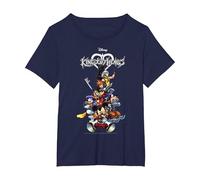 Disney Kingdom Hearts Group Shot Action Pose Logo T-Shirt, Femme Grandes tailles, Bleu Marine, 1X