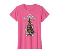 Disney Kingdom Hearts Group Shot Action Pose Logo T-Shirt, Femme, Rose Chiné, XS