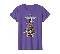 Disney Kingdom Hearts Group Shot Action Pose Logo T-Shirt, Femme, Violet Chiné, 3XL
