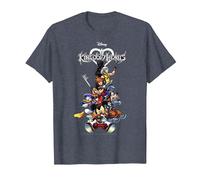 Disney Kingdom Hearts Group Shot Action Pose Logo T-Shirt, Homme, Bleu Chiné, 6XL