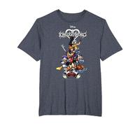 Disney Kingdom Hearts Group Shot Action Pose Logo T-Shirt, Homme Grandes tailles, Bleu Chiné, 3X Tall