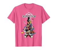 Disney Kingdom Hearts Group Shot Action Pose Logo T-Shirt, Homme, Rose Chiné, L