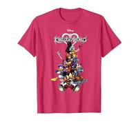 Disney Kingdom Hearts Group Shot Action Pose Logo T-Shirt, Homme, Rouge Chiné, XL