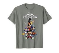 Disney Kingdom Hearts Group Shot Action Pose Logo T-Shirt, Homme, Vert kaki chiné, 3XL