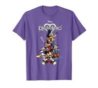 Disney Kingdom Hearts Group Shot Action Pose Logo T-Shirt, Homme, Violet Chiné, M