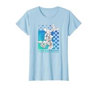 Disney Kingdom Hearts Sora Donald Goofy Kanji Checkerboard T-Shirt, Femme, Bleu Céleste, S