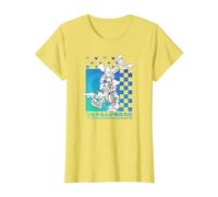 Disney Kingdom Hearts Sora Donald Goofy Kanji Checkerboard T-Shirt, Femme, Citron, S