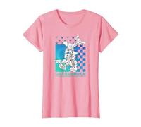 Disney Kingdom Hearts Sora Donald Goofy Kanji Checkerboard T-Shirt, Femme, Rose, L