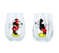 Disney Kissing Mickey and Minnie Mouse Couples Stemless Glasses, Set of 2