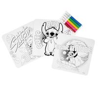 Disney Kit de dessin Stitch Set avec 5 feutres et 3 feuilles avec différents dessins