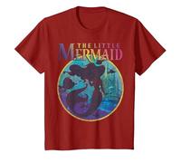 Disney La Petite Sirène Ariel et Silhouette de Flet T-Shirt, Enfant, Canneberge, 6 ans