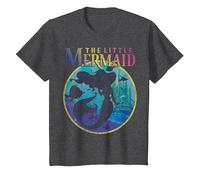 Disney La Petite Sirène Ariel et Silhouette de Flet T-Shirt, Enfant, Chiné Foncé, 8 ans