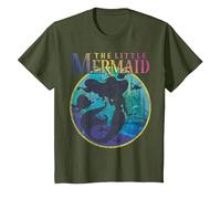 Disney La Petite Sirène Ariel et Silhouette de Flet T-Shirt, Enfant, Olive, 6 ans