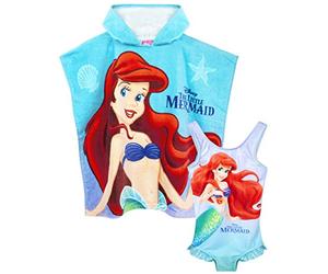 Disney La Petite Sirène Ensemble Maillot de Bain et Serviette à Capuche
