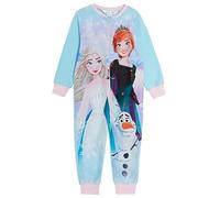 Disney La Reine des neiges 2 Body pour filles Pyjamas en polaire tout en un pour enfants Pyjamas en polaire à fermeture éclair Elsa Anna Vêtement de détente, bleu, 3-4 ans