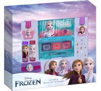 Disney La Reine des Neiges Coffret cadeau beauté pour filles - Baumes à lèvres, vernis à ongles, autocollants à ongles, élastiques à cheveux et étui à brillants à lèvres - Kit de maquillage sûr