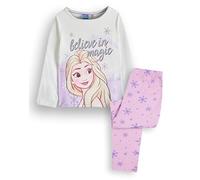 Disney La Reine des Neiges Elsa Girls Pyjama Set | Enfants Princesse Blanc Haut À Manches Longues & Pyjama Graphique Jambe Longue Rose | Croyez en la magie paillettes imprimé flocon de neige & étoiles