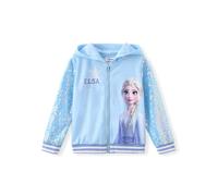 Disney La Reine des Neiges Elsa Minnie Sweat à Capuche pour Fille avec Fermeture éclair à Paillettes pour Les Voyages d'anniversaire Scolaire 3-6 Ans, Elsa Bleue, 3-4 Ans