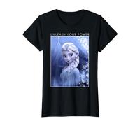 Disney La Reine des Neiges Elsa Unleash Your Power Poster T-shirt graphique T-Shirt, Femme, Noir, M