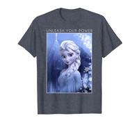 Disney La Reine des Neiges Elsa Unleash Your Power Poster T-shirt graphique T-Shirt, Homme, Bleu Chiné, XXL