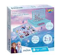 Disney La Reine des Neiges Jeu de société 2 en 1 | 4 en une rangée et serpents et échelles Jeu de stratégie classique et amusant en famille | Jeu de société pour enfants avec thème La Reine des Neiges