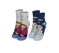 Disney La Reine des Neiges Lot de 2 paires de chaussettes antidérapantes en ABS pour fille Gris/bleu, gris/bleu, 27-30