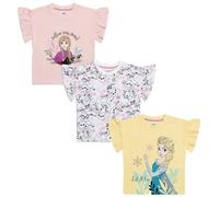 Disney La Reine des Neiges Lot de 3 t-shirts pour filles | T-shirts Princesse Anna et Elsa | 100 % coton | Manches courtes de 2 à 10 ans, Multicolore, 7-8 ans