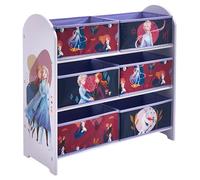 Disney La Reine des neiges Meuble de rangement pour jouets, 6 boîtes de rangement pour chambre à coucher - Fabriqué en bois/tissu/métal - Assemblage et nettoyage faciles