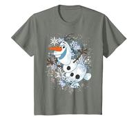 Disney La Reine des Neiges Olaf danse dans les flocons de neige graphique T-Shirt, Enfant, Vert kaki chiné, 12 ans