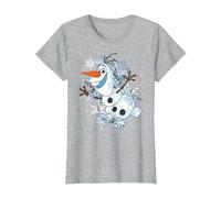 Disney La Reine des Neiges Olaf danse dans les flocons de neige graphique T-Shirt, Femme, Gris Chiné, S