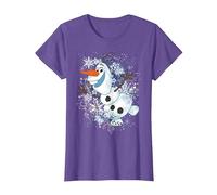 Disney La Reine des Neiges Olaf danse dans les flocons de neige graphique T-Shirt, Femme, Violet Chiné, S