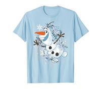 Disney La Reine des Neiges Olaf danse dans les flocons de neige graphique T-Shirt, Homme, Bleu Céleste, S