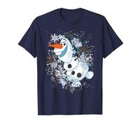 Disney La Reine des Neiges Olaf danse dans les flocons de neige graphique T-Shirt, Homme, Bleu Marine, S