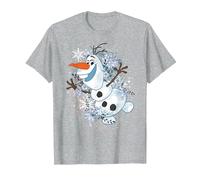 Disney La Reine des Neiges Olaf danse dans les flocons de neige graphique T-Shirt, Homme, Gris Chiné, S