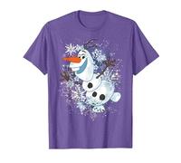 Disney La Reine des Neiges Olaf danse dans les flocons de neige graphique T-Shirt, Homme, Violet Chiné, S