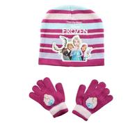 Disney La Reine des Neiges, Pack 2 Pièces, Enfant, Extensible, (2 à 8 Ans), Bonnet + Gants, Doux, Mignon, Chaud, Chapeaux, Fille, Garçon, Modèle FRO23-2997-S2-TU-24 CM