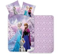 Disney La Reine des Neiges Parure de lit pour enfants - Housse de couette 100 % coton 100 x 140 cm et taie d'oreiller 40 x 45 cm pour lit d'enfant | Motif Elsa et Anna | Parure de lit naturelle douce