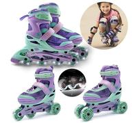 DISNEY La Reine des Neiges - Patins soft boot 3-en-1 pour enfants, réglables, à LED - classiques, d’entraînement, mode quads 34-37 34/37
