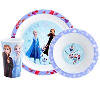 Disney II La Reine des Neiges Vaisselle 3 pièces réutilisables en polypropylène pour enfants - Assiette, bol et tasse Elsa, Anna et Olaf - Ensemble de vaisselle pour repas - À partir de 24 mois,