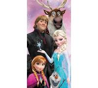 Disney La Reine des Neiges Serviette de plage douce et absorbante 100 % coton pour enfants | Taille L 70 x 140 cm | Avec Elsa, Anna, Olaf, Sven & Kristoff | Serviette de bain, piscine et plage |