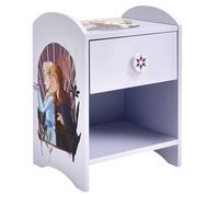 Disney La Reine des neiges Table de Chevet : Construction Robuste en Bois avec Un Design à 2 Niveaux, Petite Table d’appoint avec tiroir et étagère de Rangement pour Chambre d’Enfant