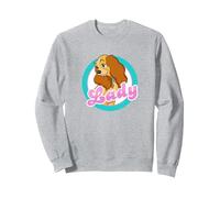 Disney Lady Face Lady and the Tramp Sweatshirt, Unisexe pour adultes, Gris Chiné, M