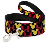 Disney Laisse pour chien Mickey Mouse Blocs d'expression Blanc/noir/rouge 1,2 m de long 3,8 cm de large