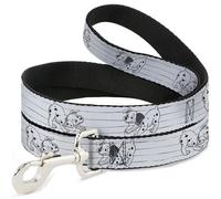 Disney Laisse pour chien Motif dalmatiens jouant Blanc/noir 1,2 m de long 1,3 cm de large