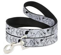 Disney Laisse pour chien Motif visage de chien Blanc/noir 1,2 m de long 3,8 cm de large