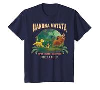 Disney Le Roi Lion Hakuna Matata C'est notre devise Photo de groupe T-Shirt, Enfant, Bleu Marine, 2 ans