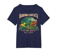 Disney Le Roi Lion Hakuna Matata C'est notre devise Photo de groupe T-Shirt, Femme Grandes tailles, Bleu Marine, 1X