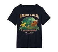 Disney Le Roi Lion Hakuna Matata C'est notre devise Photo de groupe T-Shirt, Femme Grandes tailles, Noir, 6X