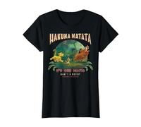 Disney Le Roi Lion Hakuna Matata C'est notre devise Photo de groupe T-Shirt, Femme, Noir, XL